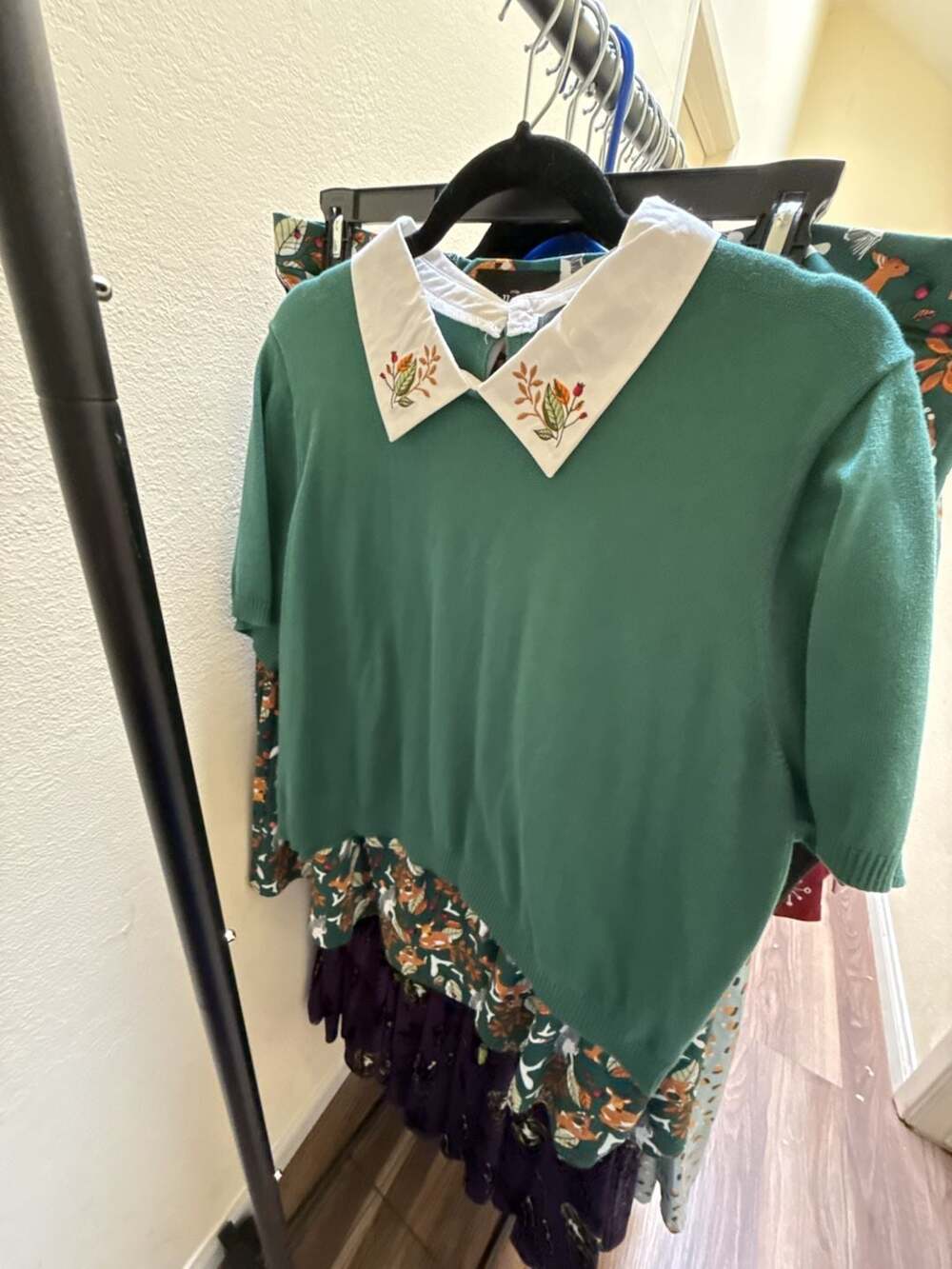 Collectif Genevieve Top Green Knit Collar with Matching Skirt